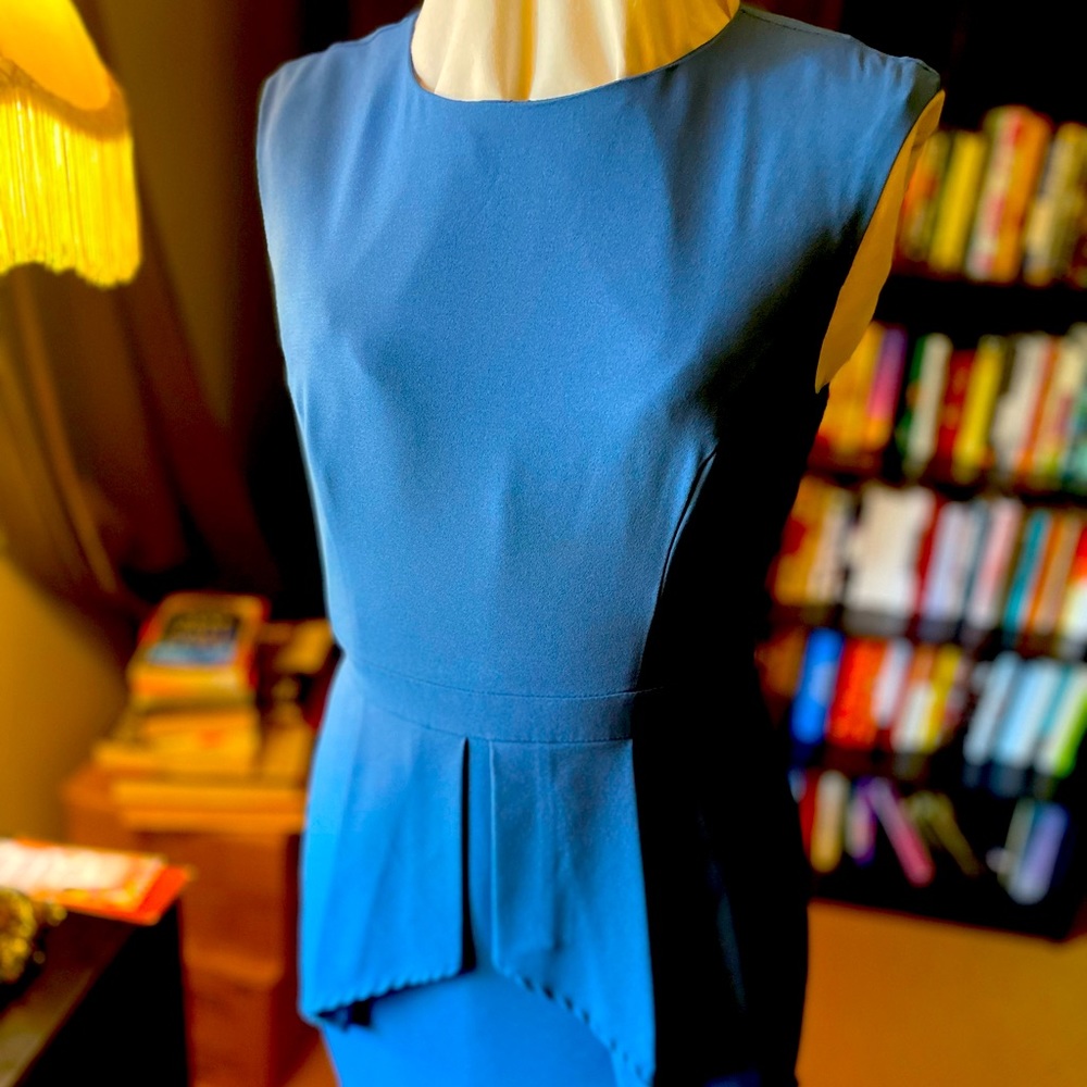Blue peplum sheath dress
